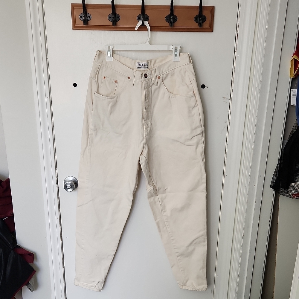 RARE: Vintage Venezia Cream High-Waisted Pants